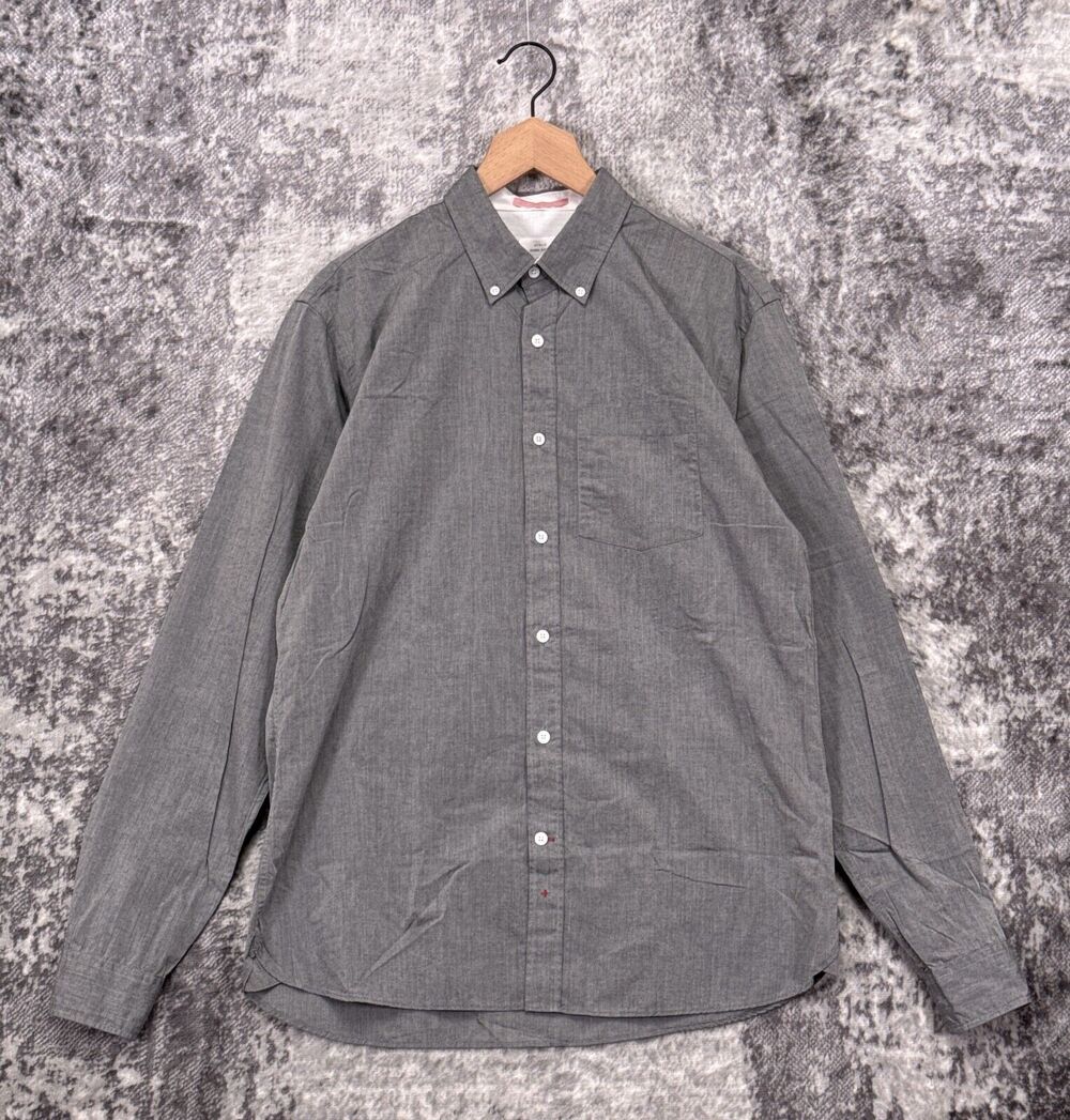 Apolis Global Citizen Shirt Large Mens Gray Oxford Long Sleeve Button Up
